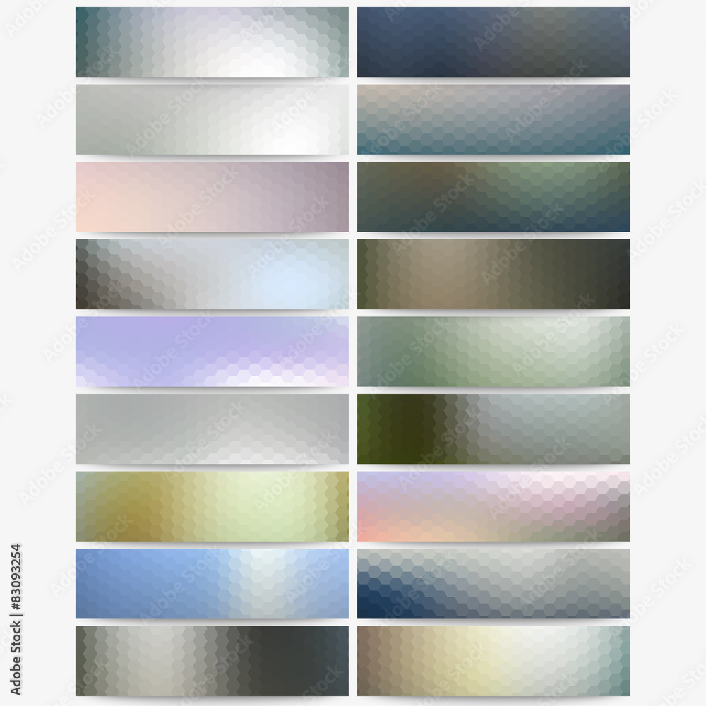 Poster abstract hexagonal headers set, blurred design vector, web