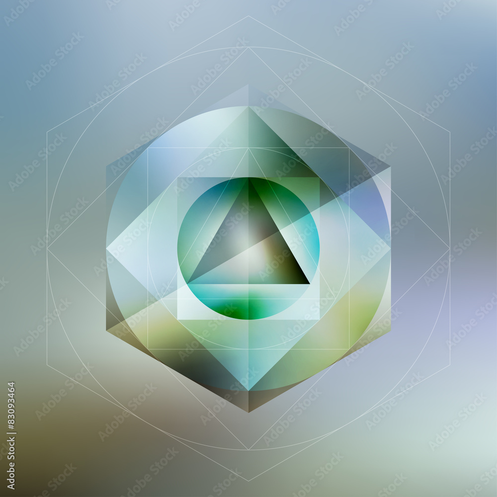 Poster polygon pattern with the reflection, minimalistic geometric