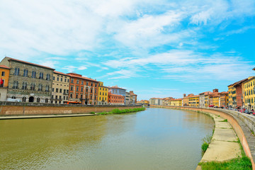 Fototapeta na wymiar Arno banks seen from Pisa riverfront