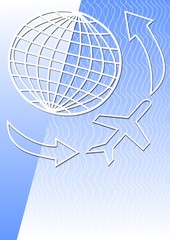 Background with globe and airplane for air or travel topics