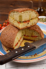 Bread baked in a wood seasoned - Pane cotto a legna condito