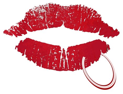 Baiser rouge &agrave; l&egrave;vres percing