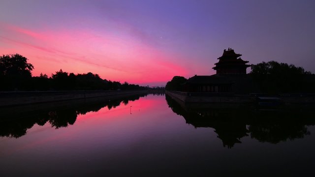 Forbidden City, Beijing, China moat at dawn.