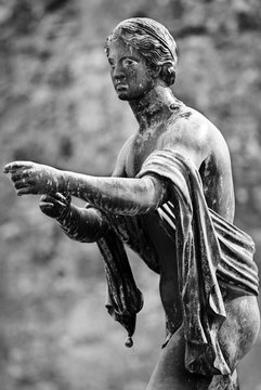 Black and White Apollo God statue in Pompeii