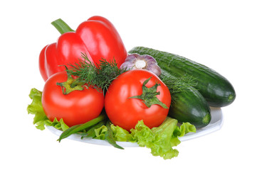 vegetables on white background