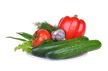 vegetables on white background
