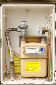 Gas meter installation closeup
