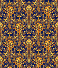 Vintage damask seamless background. Floral motif pattern.