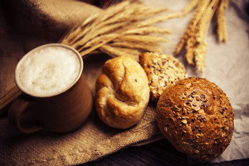 Delicious homemade bread with whole grains and black cumin
