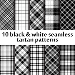 10 b&w seamless tartan patterns - 83096457