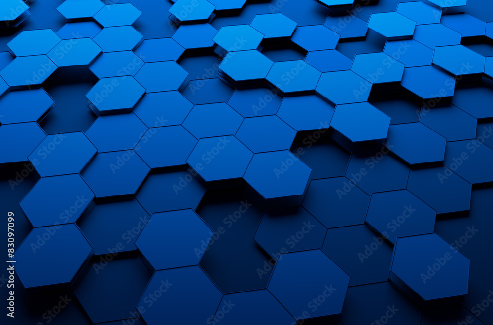 Poster abstract 3d rendering of futuristic surface with hexagons.
