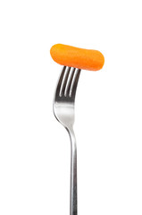 Small carrot on a fork