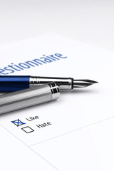 Quiestionnaire. Like or Hate. Like marked.