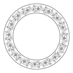 Round outline frame with flowers