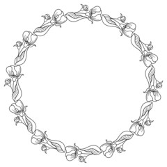 Round outline frame with flowers