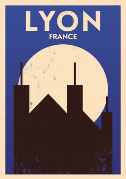 Lyon City Vintage Poster Design