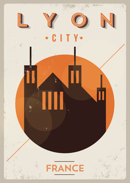 Lyon City Vintage Poster Design