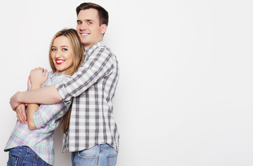  lovely happy  couple hugging 