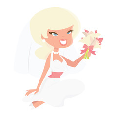 Cartoon Retro Bride Pinup Girl