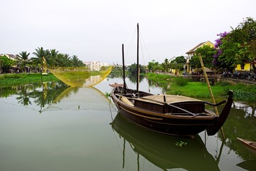 Fishing net on Hoai river, Hoi An, Quang Nam, Vietnam