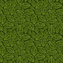 Fototapeta na wymiar Filigree Leaves Seamless Pattern Background