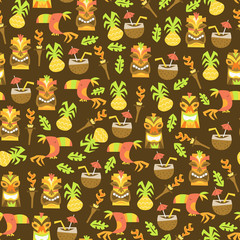 Tiki Luau Seamless Pattern Background