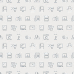 Home appliances line icon pattern set