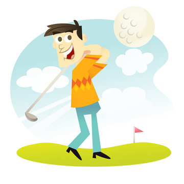 Cartoon Happy Golfer