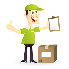 Cartoon Standing Delivery Man