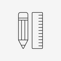 pencil and ruler line icon