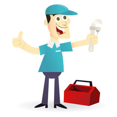 Cartoon Standing Plumber Man