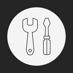 Screwdrivers and wrench line icon