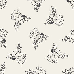 reindeer doodle seamless pattern background