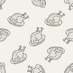 turkey doodle seamless pattern background