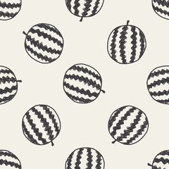 watermelon doodle seamless pattern background
