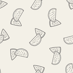watermelon doodle seamless pattern background