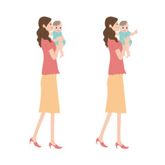 子育て　母親　赤ちゃん　パターン　イラスト