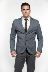 Fit White Lifestyle Male Model In Fashionable Suit