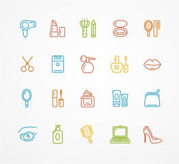 Vector beauty outline icon set