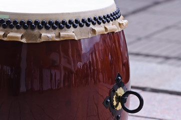 Traditional japanese percussion instrument Taiko or Wadaiko drum