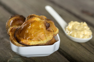 Baked potatoes in bowl