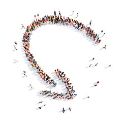 People in the form of arrows.