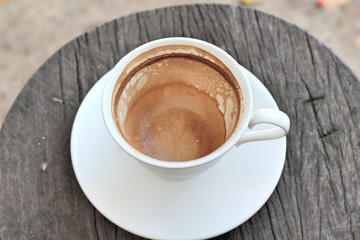 Hot latte coffee in glass