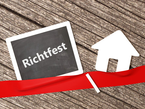 Richtfest Haus Immobilie Eigenheim Hausbau Tafel Kreide