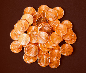 Retro look Dollar coins 1 cent wheat penny cent