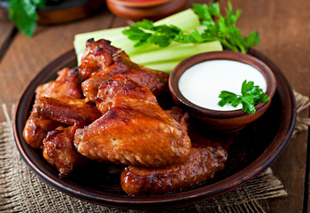 Baked chicken wings with teriyaki sauce
