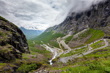 Picturesque lanscape of Trollstigen road in Norway