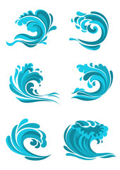 Obraz premium Curling sea and ocean blue waves