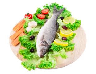 Composition of fresh seabass with carrot