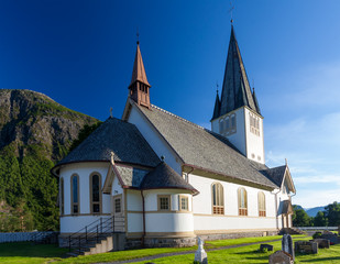 Traditional church in countryside of Norway